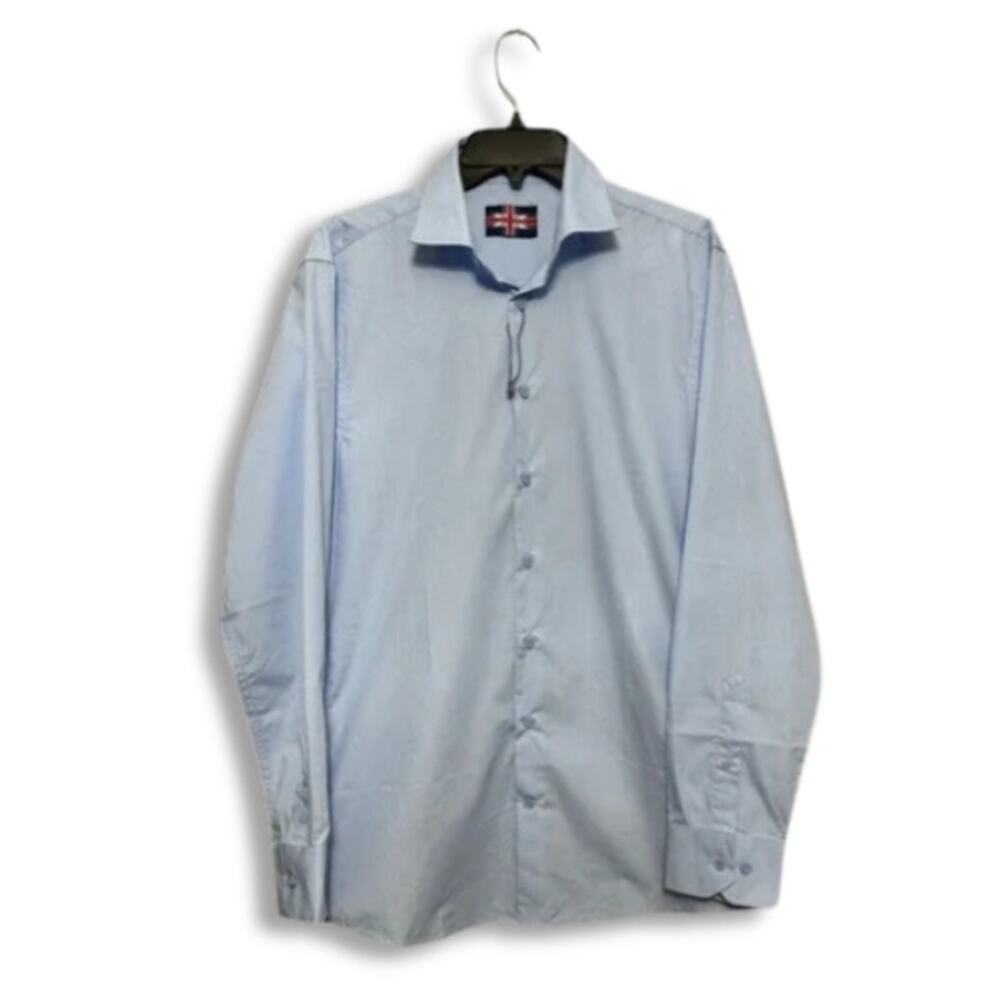 Soul Of London Dress Shirt Button Front Closure Collared Breathable Blue M NWT